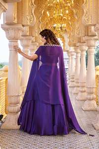 LAHENGA CHOLI DUPATTA DE SEDA PURA RANGOLI 9 MTS. Trabajo de bordado con lentejuelas FLAIR HEAVY MOTI BIDS SEQUNCE - Product Image 3