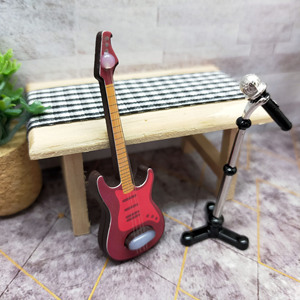 Miniatura de Guitarra de Madera, Figura de Guitarra Eléctrica Roja, Decoración de Instrumento Musical para Casa de Muñecas, Decoración de Escenas DIY para mayores de 14 años - Product Image 4