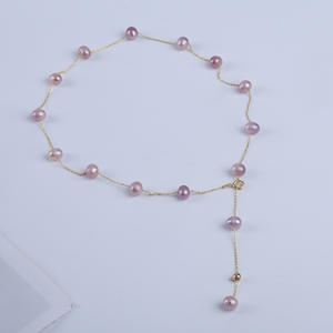 Collar de Perlas de Agua Dulce Naturales para Mujer, Diseño de Cielo Estrellado con Función Ajustable, Accesorio de Moda Otoño Invierno - Product Image 1