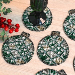 Sous-verres perlés faits main à prix abordable pour tasses, mugs et verres, magnifique décoration de table brodée pour un usage quotidien et festif - Product Image 5