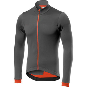 Men's <b>Long</b> <b>Sleeve</b> <b>Cycling</b> <b>Jersey</b> Full Zip Front Dark Gray With Orange Accents Sweat-Wicking Breathable Sport Wear - Product Image 1