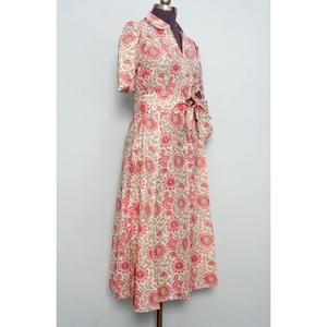 Robes indiennes modernes à imprimé floral, en coton doux et respirant, style kangourou, col en V, fermeture boutonnée, robes écologiques - Product Image 3