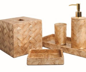 Custom Artisan <b>Bathroom</b> <b>Accessories</b> <b>Set</b> Mother of Pearl <b>Bathroom</b> Decor Handcrafted Decorative Countertop Organizer OEM Supplier - Product Image 4