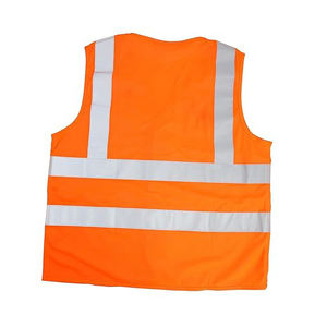 Gilet de chantier à 15 poches, orange haute visibilité, classe 3 ANSI, en maille polyester, fermeture éclair sur le devant, réfléchissant noir - Product Image 3