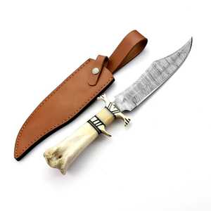 Cuchillos Bowie Hechos a Mano de Acero de Damasco, Herramienta de Supervivencia para Exteriores, Cuchillos Bowie de Caza con Hoja Fija, Cuchillo para Acampar al Aire Libre - Product Image 5