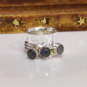 <b>Labradorite</b> Spinner <b>Ring</b> 925 Sterling Silver Handmade Fidget Meditation Jewelry <b>Ring</b> - Product Image 4