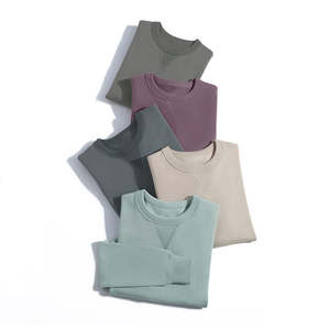 Sudadera de Algodón Lisa de Alta Calidad para Mujer, con Cuello Redondo, Bordado, Lavada, Casual, con Forro, en Varios Colores, Venta al por Mayor - Product Image 4