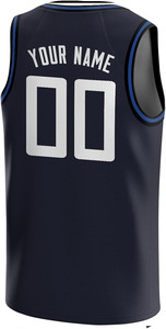 Camiseta de Baloncesto Personalizada Azul Marino de Manga Corta para Hombre, Uniforme Deportivo de Malla de Secado Rápido, Diseño de Cuello Redondo con Parte Delantera Lisa, 100% Algodón - Product Image 2