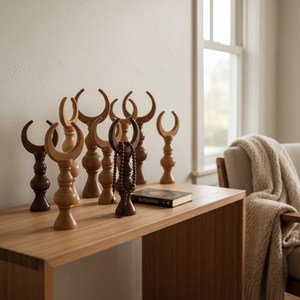 Adorno de Madera con Forma de Creciente Árabe, Decoración Islámica para Mesa, Decoración Musulmana para el Hogar, Centro de Mesa Hecho a Mano para Festividades Árabes - Product Image 5