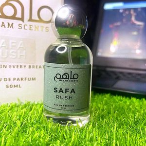 Parfum unisexe 50 ml, emballage en boîte satinée, flacon en verre transparent, bouchon sphérique argenté, spray longue durée, Safa Rush Eau de Parfum - Product Image 2