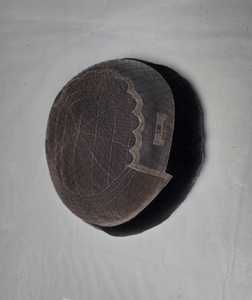 Half <b>Wig</b> Human Hair Toupee Mesh Cap Natural Black Hair System For <b>Men</b> - Product Image 3
