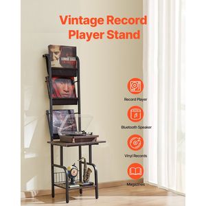 Support de tourne-disque à 5 niveaux avec station de charge, ports USB, support d'affichage et socle - Product Image 2