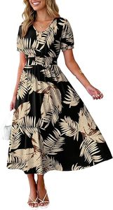 Vestidos Maxi para Mujer, Cuello en V, Vestido Midi Largo, Línea A, Cintura Fruncida, Ropa Casual de Verano y Primavera, Estilo Boho, Playa - Product Image 2