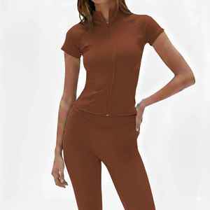 Professional Womens <b>Yoga</b> Set With Zipper <b>Jacket</b> And High Waist Leggings Two Piece Fitness Wear <b>Yoga</b> Set - Product Image 3