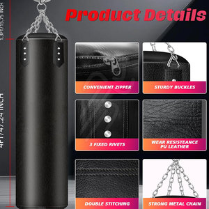 Equipo de Boxeo Profesional, Kit de Saco de Boxeo Pesado con Base, Personalizado en Cuero/Nylon, Resistente, Altura Ajustable - Product Image 3