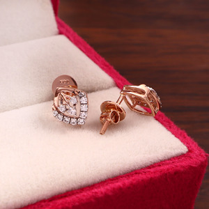 Rose Gold Color Fine Stud Earrings Pear <b>Cut</b> <b>Stone</b> Halo Ear Studs <b>for</b> Women Party Jewelry - Product Image 2