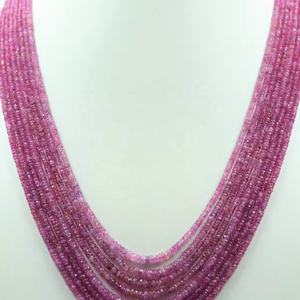 Collar de 8 Hilos de Rubí Mogok 100% Natural, Facetado en Forma de Rondelle de 4mm, Piedra Preciosa para Mujer, 17-21 Pulgadas - Product Image 1