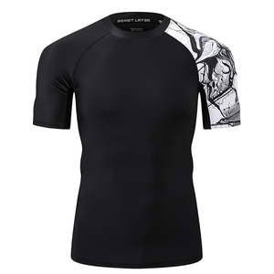 Men <b>Athletic</b> Compression T Shirt Rash Guard Short Sleeve Swim Shirt UV Protection Custom Logo OEM - Product Image 4