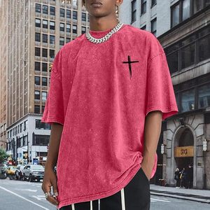 Camiseta Oversize para Hombre con Estampado Gráfico Versículo Bíblico Religioso, Lavado Ácido, 100% Algodón 240 GSM, Corte Holgado, OEM Personalizado al por Mayor - Product Image 3