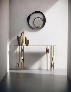 Hot Selling sculptural brass console <b>table</b> modern entryway <b>table</b> premium handcrafted statement Tv Console - Product Image 5