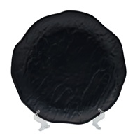 Vaisselle en mélamine noire MDS36, style porcelaine, assiettes rondes pour buffet et barbecue, assiettes à os pour usage commercial