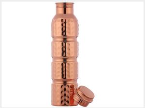 Hammered Double Wall Eco-Friendly Pure Copper Water <b>Bottle</b> with Handle Customized 1000ml Capacity - Product Image 5
