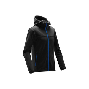 Veste polaire à capuche noire pour homme, coupe-vent, fermeture éclair, style décontracté, pour l'automne, coupe régulière, en polyester - Product Image 1