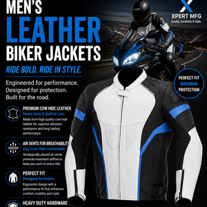 Chaqueta de Motociclismo para Hombre, Unisex, de Cuero, Manga Larga, Clásica, Resistente, Personalizable - Product Image 1