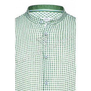 เสื้อเชิ้ตคอตตอน 100% แขนยาวสีเขียวขาวสไตล์บาวาเรียนสำหรับผู้ชาย  ใส่ได้ในเทศกาลอ็อกโทเบอร์เฟสต์ ระบายอากาศได้ดี  ปกเสื้อติดกระดุม เหมาะสำหรับฤดูร้อน - Product Image 2