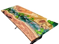 100% vietnamien fait à la main commande personnalisée résine époxy transparente à manger Live Edge Ocean Table Kit Live Edge River Table basse