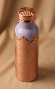 Bouteille d'eau en cuivre émaillée ayurvédique de qualité supérieure, motif artistique en zigzag, bouteille de sport en métal anti-fuite, fabricant - Product Image 4