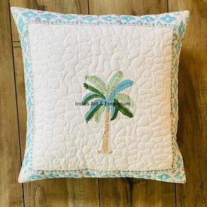 Indian Hand Block <b>Print</b> Cotton Quilted Decorative 40 X 40CM Square <b>Cushion</b> Cover - Product Image 2