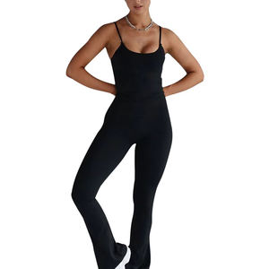 กางเกงกีฬาผู้หญิง ผ้าเนื้อนุ่ม ระบายอากาศได้ดี เอวยางยืด ชุดออกกำลังกาย เสื้อกล้ามกีฬา กางเกงขาบาน ชุดเซ็ตเดียว แห้งเร็ว ผ้าฟลีซ - Product Image 1