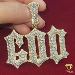 Pendentif Iced Out King avec diamants de laboratoire, collier à maillons cubains, bijoux streetwear hip-hop - Product Image 3