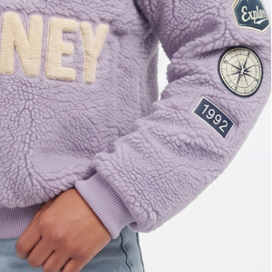 Wholesale Women's <b>Crop</b> Sherpa Fleece <b>Jacket</b> with Embroidery Patches Breathable Winter Heavy Fleece - Product Image 4