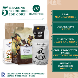 Exclusivos granos de café Robusta 100% de café en grano tostado de calidad de Vietnam con etiqueta privada empaquetados en bolsa - Product Image 6