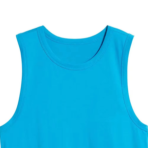 เสื้อกล้ามคอกลมสีน้ำเงินล้วนสำหรับผู้ชาย แห้งเร็ว สปอร์ต ฟิตเนส เวทเทรนนิ่ง ผ้าถักโพลีเอสเตอร์ - Product Image 5