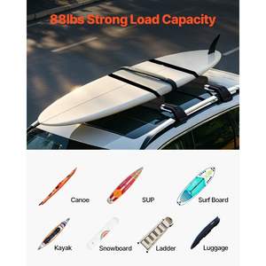 Almohadillas suaves para portaequipajes de 28 \ "almohadillas universales para portaequipajes de coche 88LBS capacidad de carga equipaje Kayak Carrier 2 correas de lazo Velcro para SUPs - Product Image 4