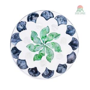 mother of pearl Round Coasters Set With Green Leaf Pattern <b>Reusable</b> Mats & <b>Pads</b> Oriental Design - Product Image 6