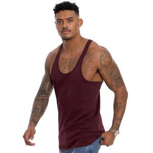 Men Cropped Sleeveless Tank Top 100% Polyester Gym Sports Acid Washed <b>Stringer</b> Quick Dry Breathable Eco-Friendly Heat-Transfer - Product Image 2