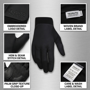 Gants de course TESSUTO personnalisés en nylon bleu sarcelle, à doigts entiers, avec sangle de poignet réglable, respirants, unisexes, pour le sport et la conduite - Product Image 4