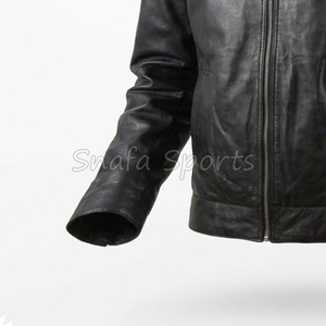 Vestes pour hommes, mode automne-hiver, veste en cuir pour hommes, coupe ajustée, veste en cuir véritable, style motard vintage - Product Image 4