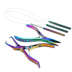 Kit d'outils professionnels en acier inoxydable pour extensions de cheveux avec pinces pour l'installation et le retrait, fournitures de salon de beauté réutilisables - Product Image 1