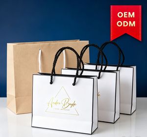 Sac d'emballage pour bijoux en feuille d'or personnalisée avec papier de qualité supérieure et design de poignée élégante - Product Image 1
