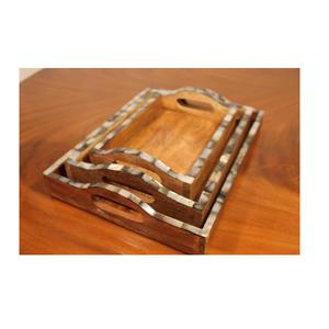 Plateau en nacre en bois, 3 pièces, à prix incroyable, nouveau design, fabrication de plateaux en nacre. - Product Image 1