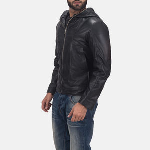 Veste à capuche en cuir véritable traditionnel, idéale pour les commandes en gros, avec une finition riche en grain, une doublure fiable et durable. - Product Image 5