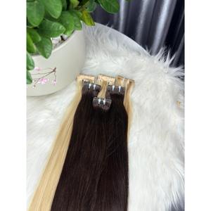 Extensiones de Cabello Adhesivas de Cabello Humano Liso Castaño Oscuro Rubio Platino Virgen Vietnamita Doble Trama - Product Image 2