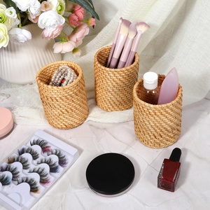 Étui à crayons pour enfants en rotin naturel, support pour stylos, panier de rangement pour l'organisation du bureau - Product Image 5