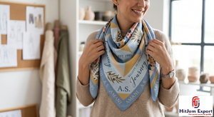 Foulard carré tendance imprimé sur mesure effet soie, châle de mode, fabricant et fournisseur de textiles OEM ODM à marque privée - Product Image 4