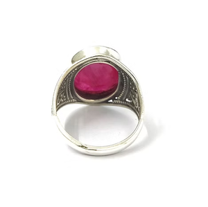 Pierre précieuse rubis taillée de 5,2 grammes, en argent sterling 925, filigrane simple, oxydé, bijoux bohèmes pour un usage quotidien - Product Image 3
